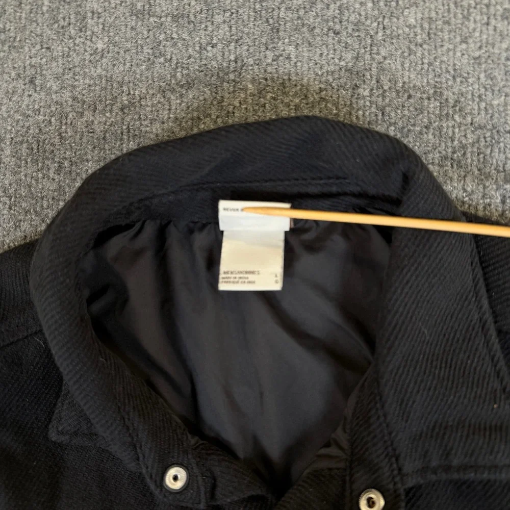 The North Face Mens Black‎ Cotton Twill Quilted Lined Snap Front Shirt Jacket L